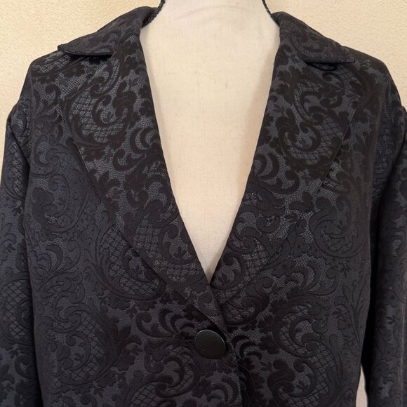 Chico's Black Textured Jacquard Blazer Jacket Size 3, Single Button - Picture 1 of 10